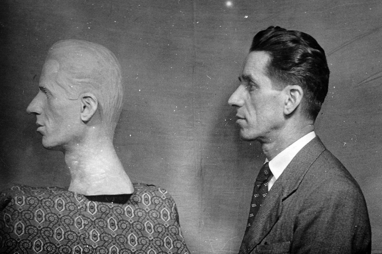 1940, László János, portrait, sculpture, bust, face profile, Adam's apple, Fortepan #18455