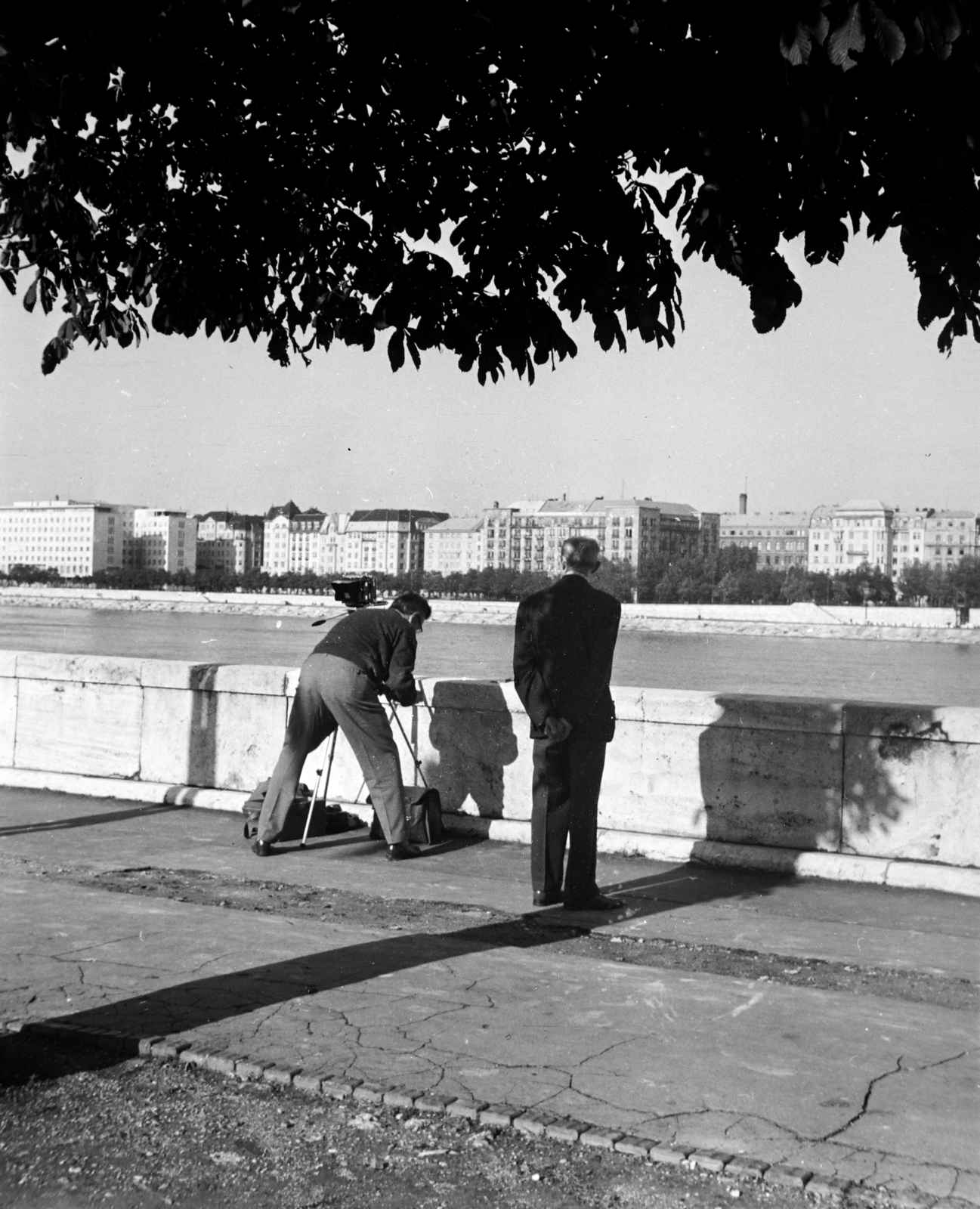 Hungary, Budapest I.,Budapest V., a Bem rakpart a mai Nagy Imre tér környékén, szemben a Balassi Bálint utca házsora., 1965, Inkei Péter, Budapest, Fortepan #184714