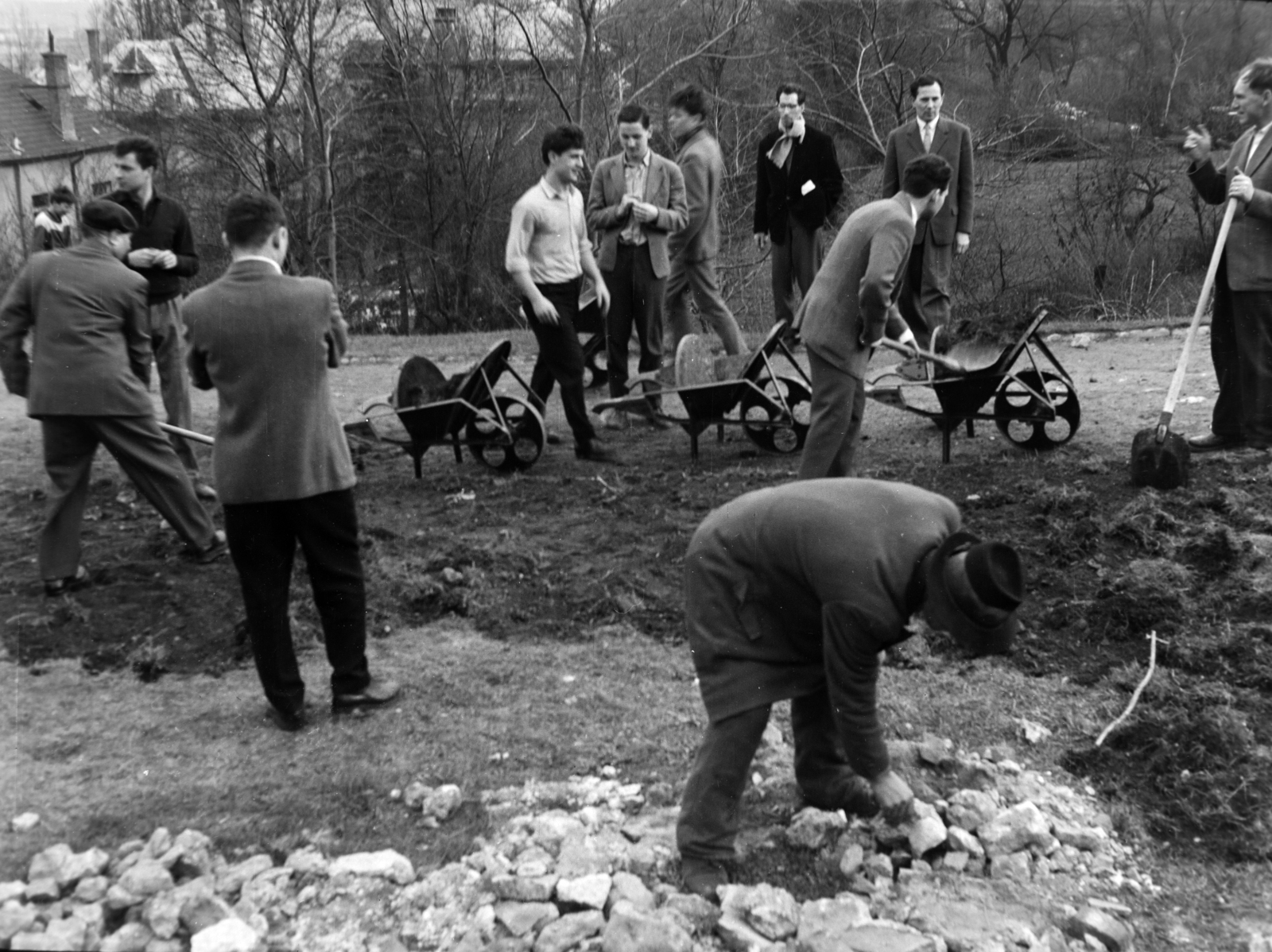 Hungary, Budapest XI., a Citadella alatti déli lejtő, a Jubileumi park építkezése., 1964, Inkei Péter, Budapest, Fortepan #184730