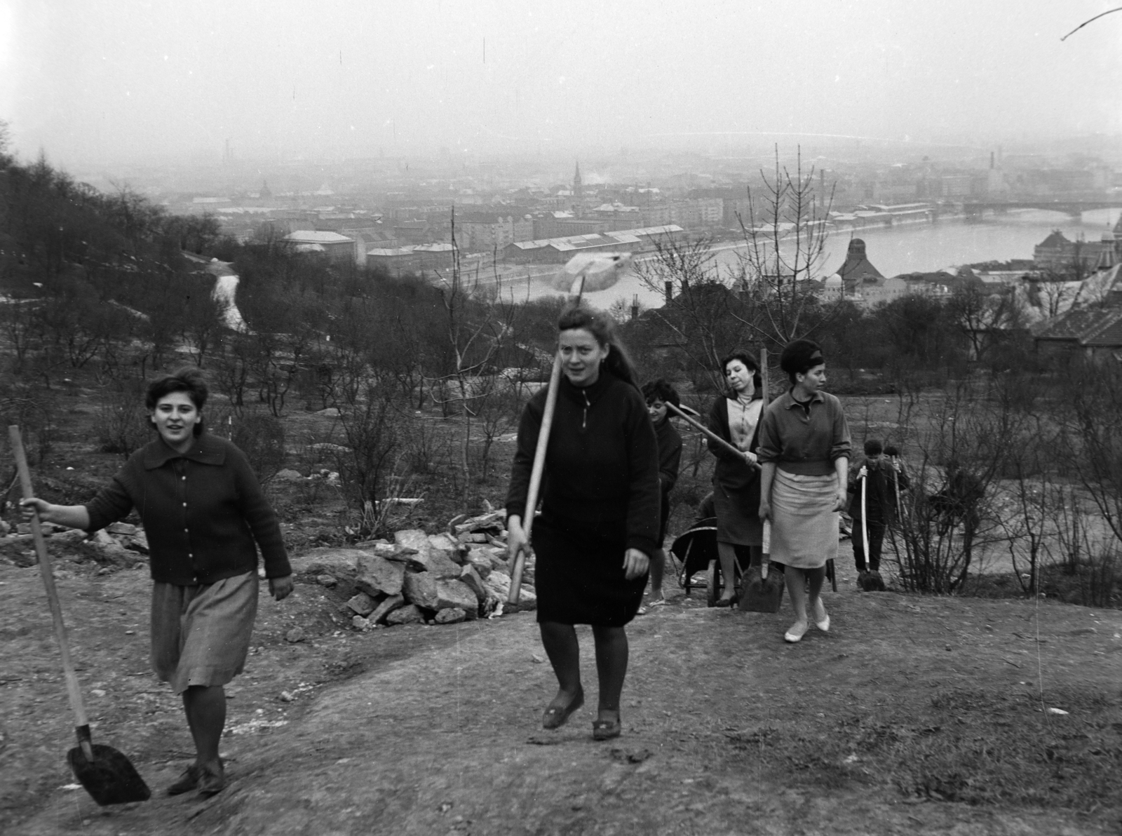 Hungary, Budapest XI., a Citadella alatti déli lejtő, a Jubileumi park építkezése., 1964, Inkei Péter, Budapest, Fortepan #184731