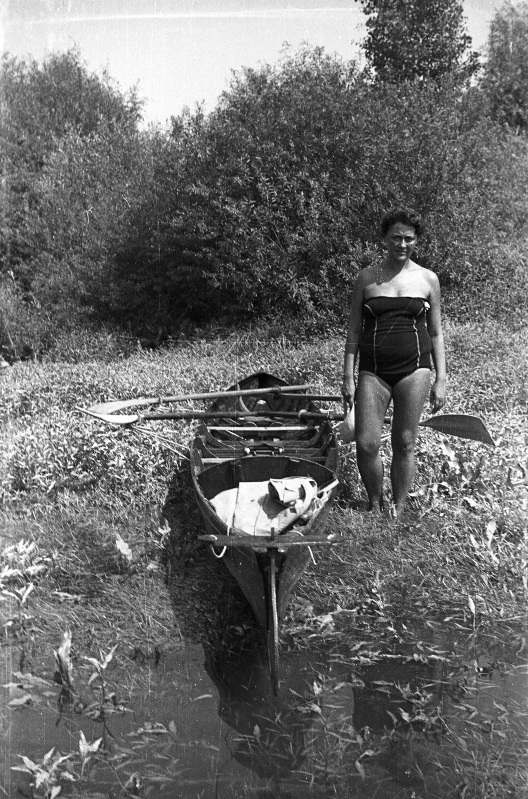 1960, Kende János, boat, bathing suit, Fortepan #185376