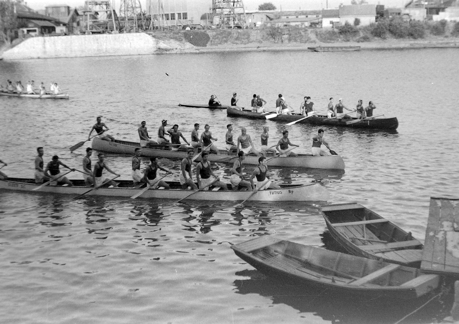 Hungary, Budapest XIII., Újpesti-öböl., 1955, Fortepan, boat, canoe, Budapest, Fortepan #18549