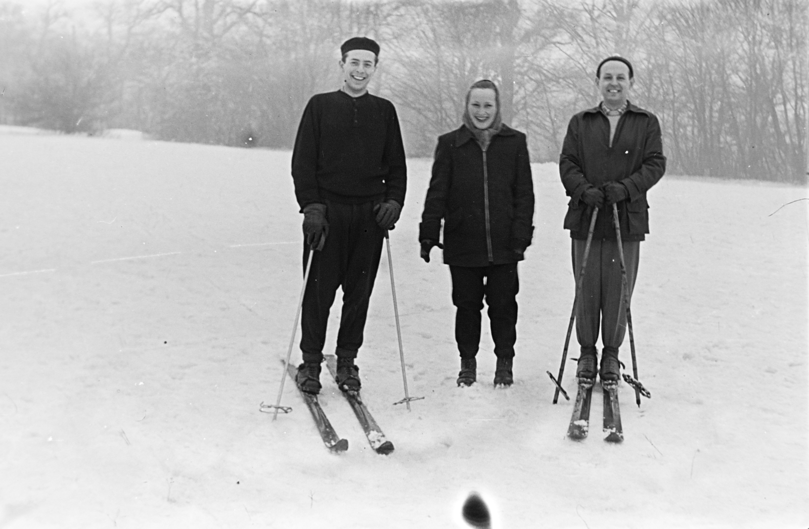 1954, Tóth Tibor, youth, skiing, fun, Fortepan #185651