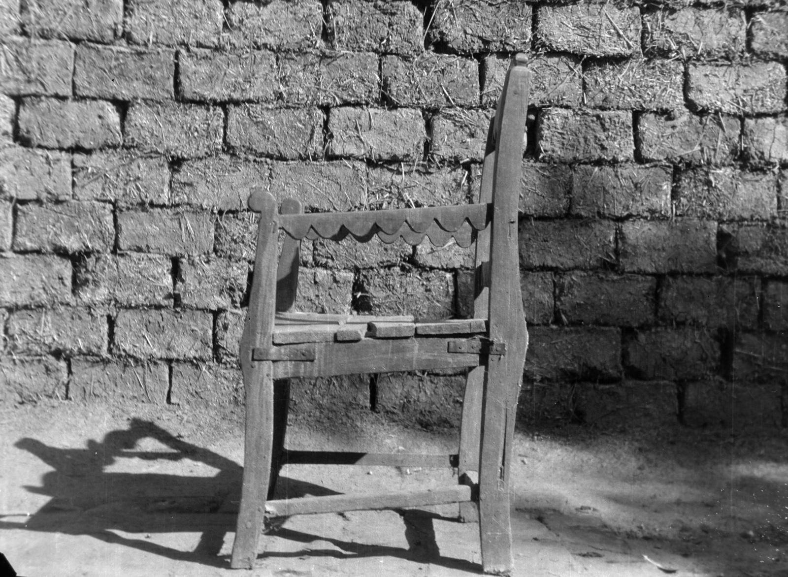 1958, Kádár József, chair, woodcarving, clay brick, Fortepan #185763