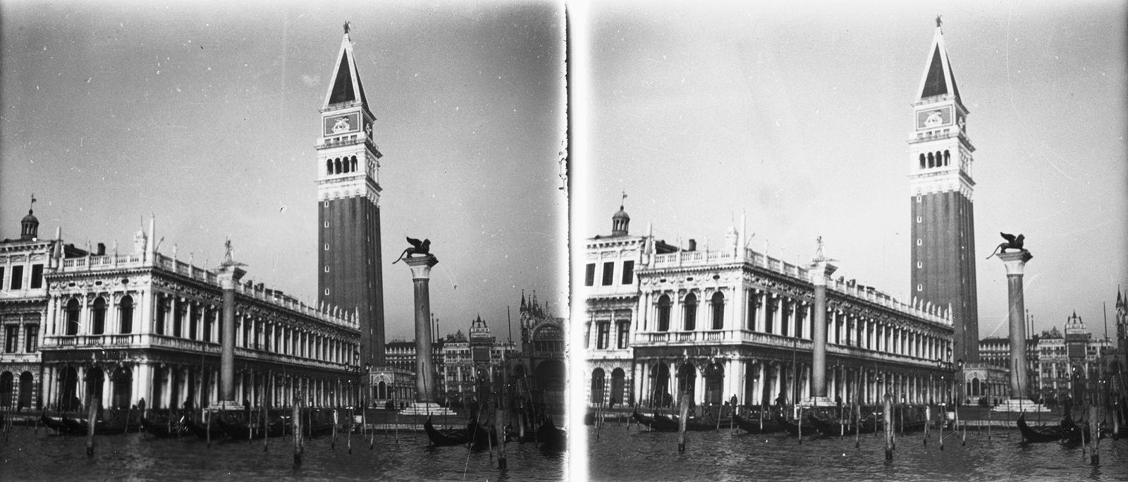 Olaszország, Velence, Szent Márk tér a Velencei lagúna felől nézve., 1930, Kárpáti György Mór, sztereófotó, világörökség, Fortepan #185971