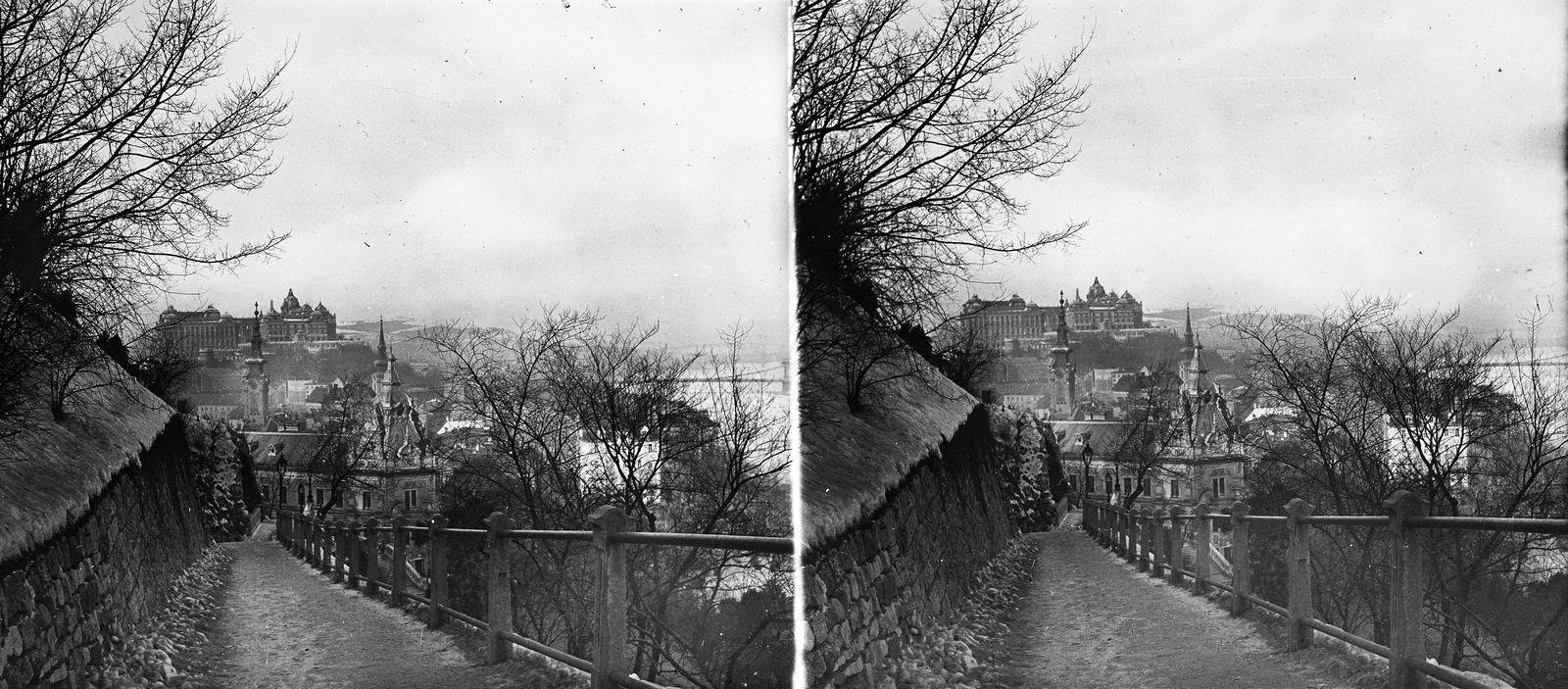 Hungary, Budapest I., kilátás a Gellérthegyről a Királyi Palota (később Budavári Palota) felé., 1930, Kárpáti György Mór, stereophoto, Budapest, Fortepan #185979