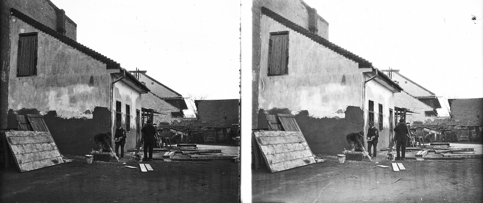 1929, Kárpáti György Mór, stereophoto, plastering, Fortepan #185989