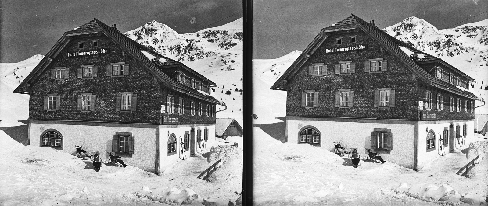 Austria, Tweng, Obertauern síközpont, Hotel Tauernpasshöhe., 1931, Kárpáti György Mór, stereophoto, Fortepan #185999