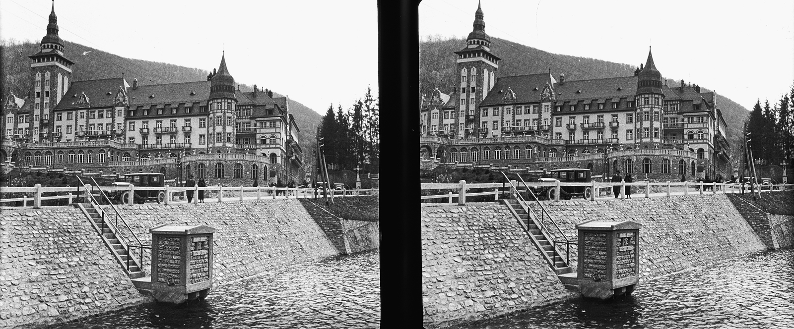 Hungary, Lillafüred, Miskolc, Hámori-tó, szemben a Palotaszálló., 1929, Kárpáti György Mór, stereophoto, Fortepan #186048