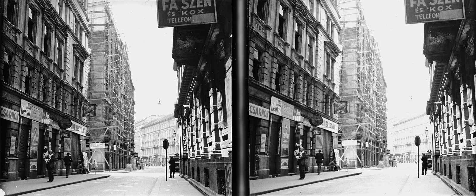 Hungary, Budapest VII., Wesselényi utca a Dohány utca felé nézve, balra a Síp utca., 1935, Kárpáti György Mór, stereophoto, Budapest, Fortepan #186077