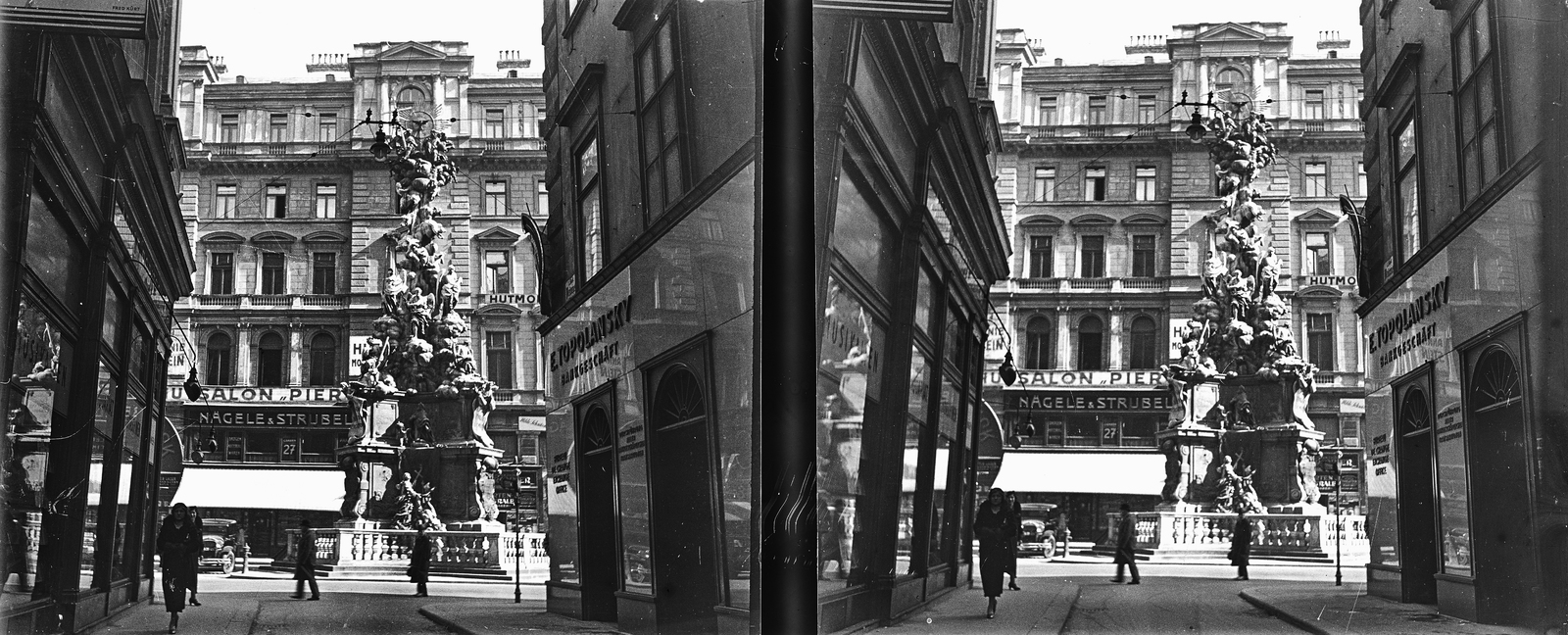 Austria, Vienna, Graben, Pestisoszlop., 1935, Kárpáti György Mór, stereophoto, Fortepan #186079