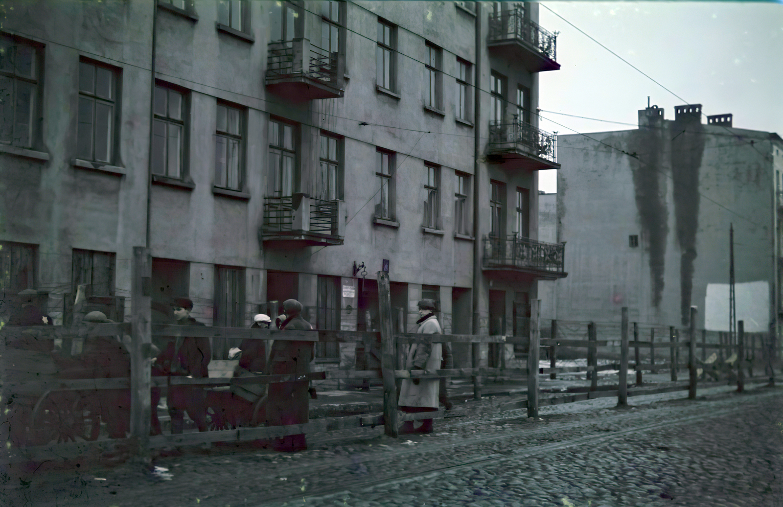 Poland, Łódź, 1942, Fortepan/Album044, fence, firewall, Fortepan #186097