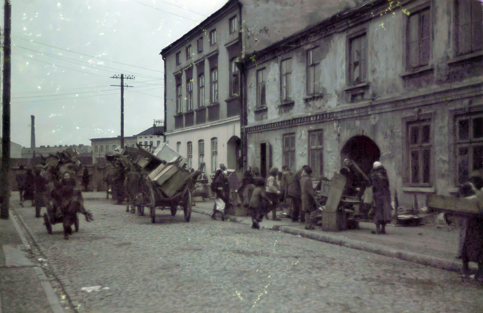 Poland, Łódź, 1942, Fortepan/Album044, street view, moving, Fortepan #186116