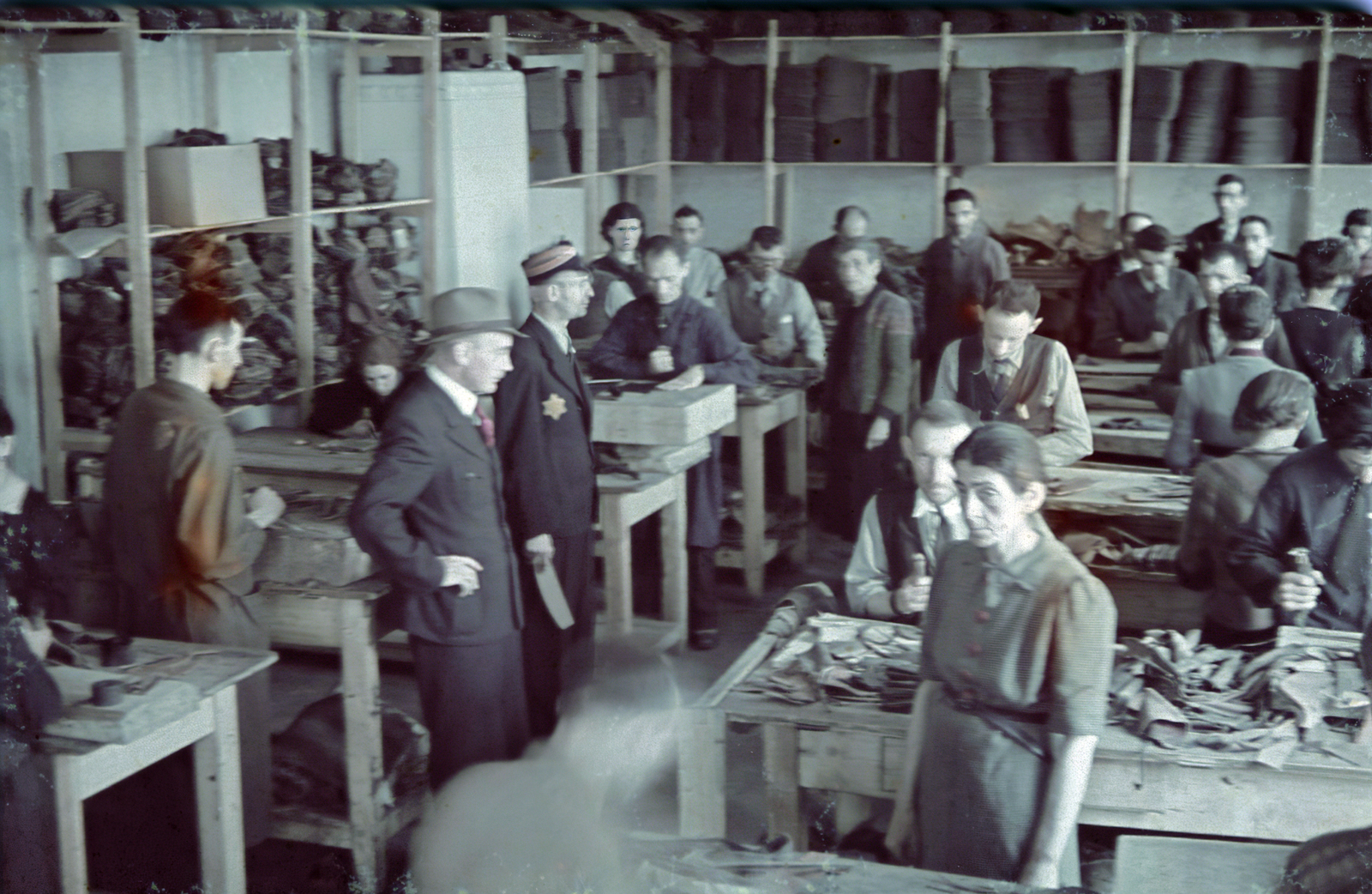 Poland, Łódź, 1942, Fortepan/Album044, workshop, workplace, yellow star, Fortepan #186241