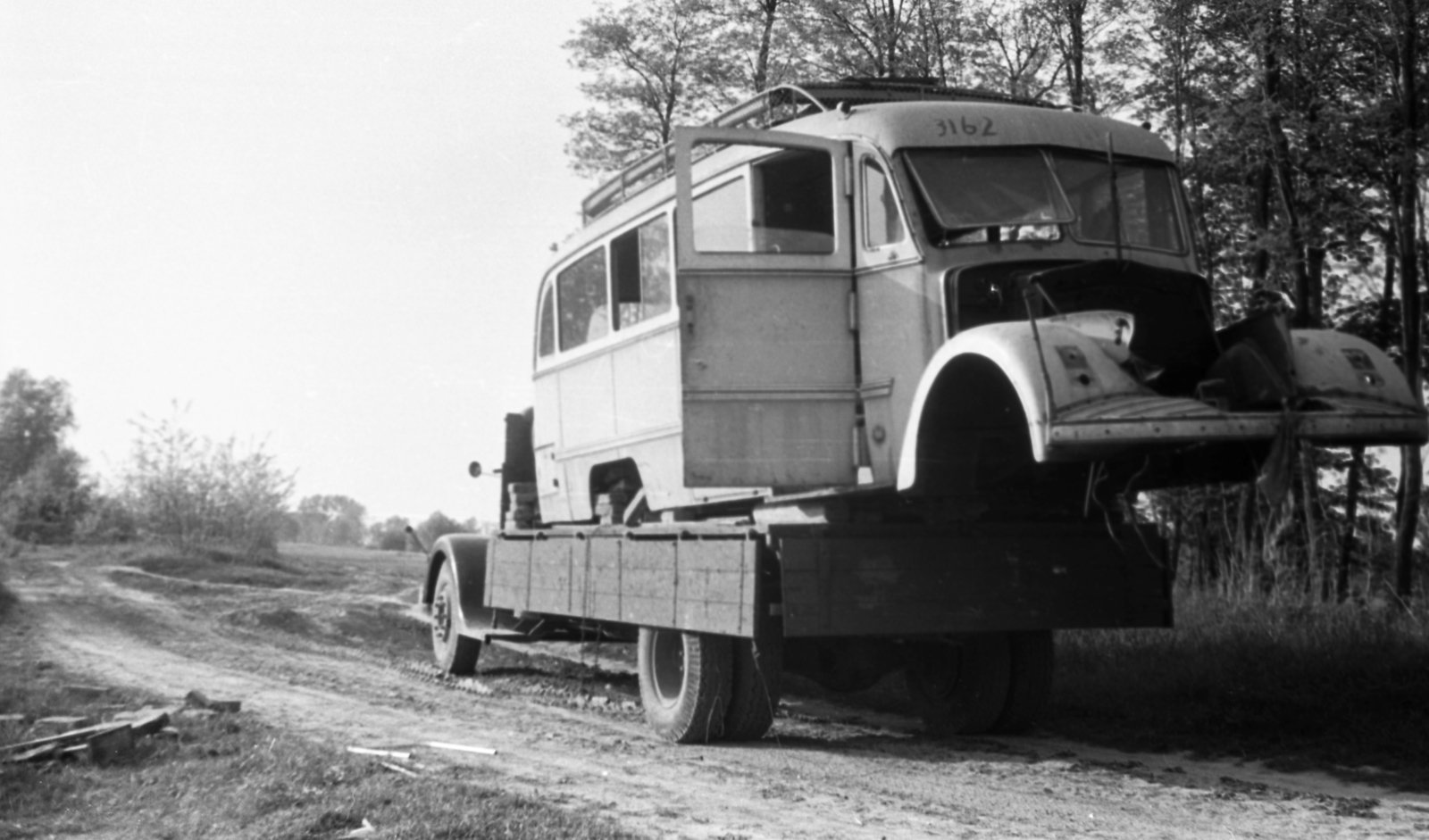1959, Gulyás Zsuzsa, commercial vehicle, wreck, bus, Fortepan #186559