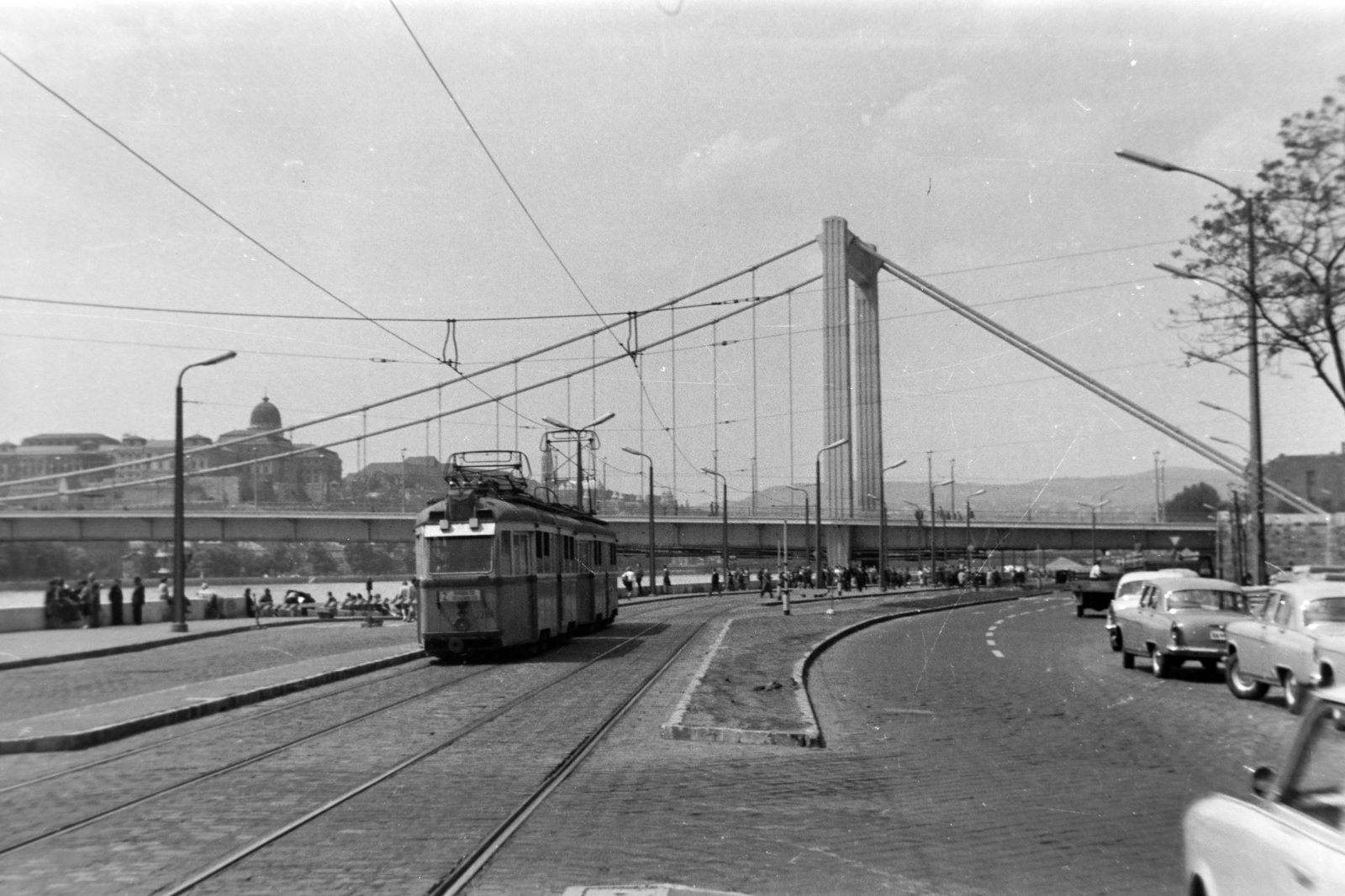 Hungary, Budapest V., Belgrád rakpart, szemben az Erzsébet híd., 1965, Fortepan/Album038, Budapest, Fortepan #186819