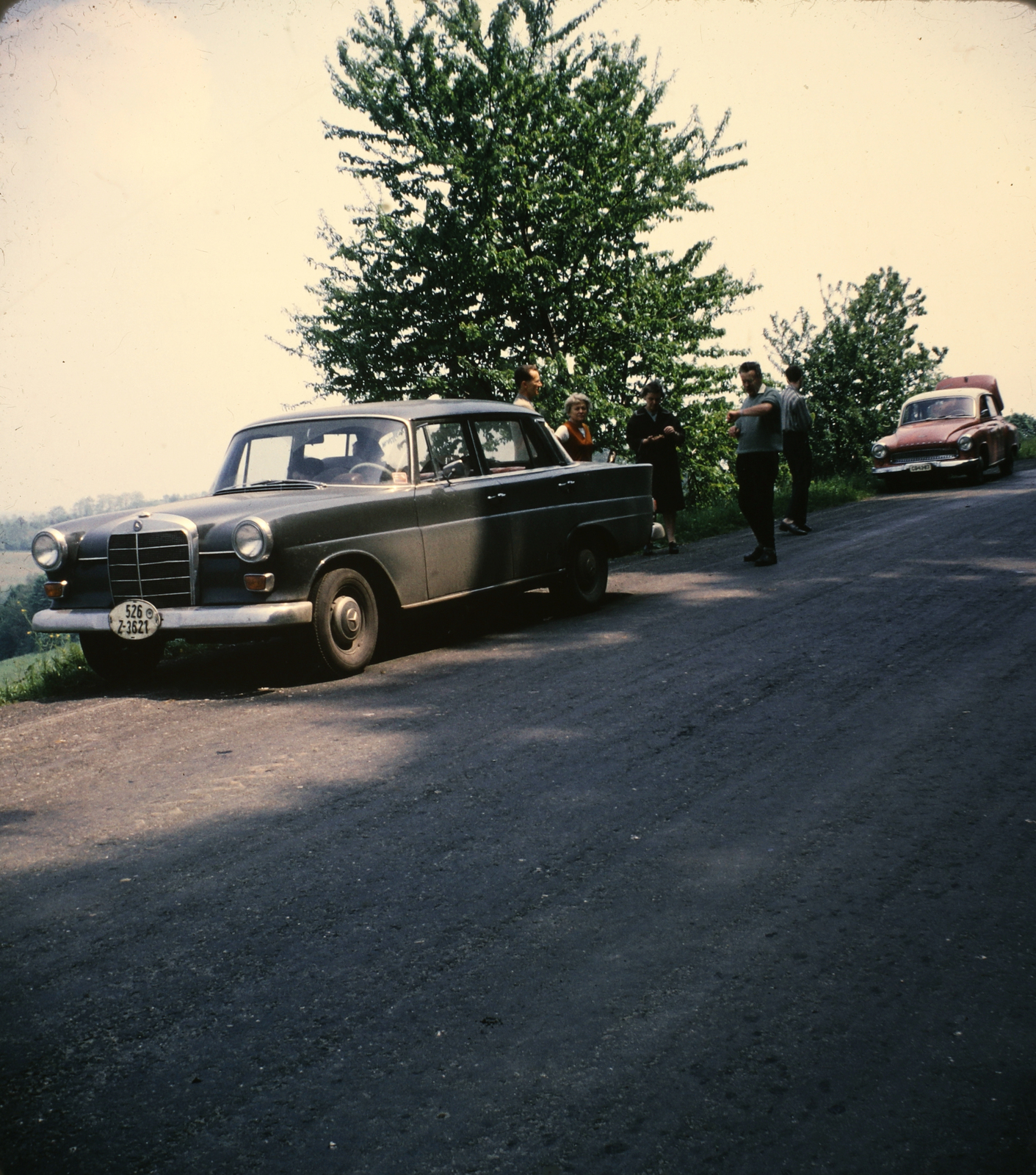 1966, Markus Marianna, Magyar Gábor, színes, Mercedes-márka, Wartburg 311/312, Fortepan #187036