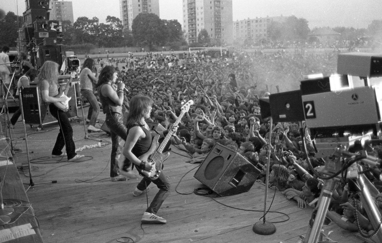 Hungary, Miskolc, Népkerti pálya, P. Mobil együttes koncertje., 1983, Urbán Tamás, beat era, band, Fortepan #18818