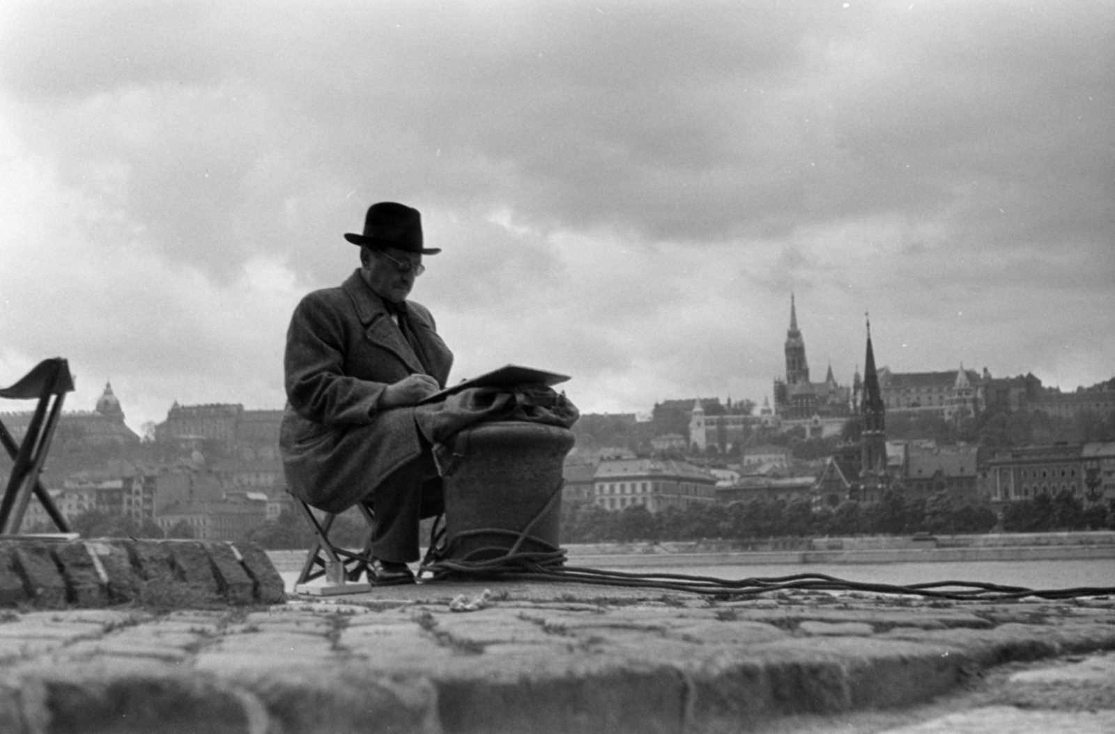 1937, Kenedi János, drawing board, mooring bollard, Fortepan #188296