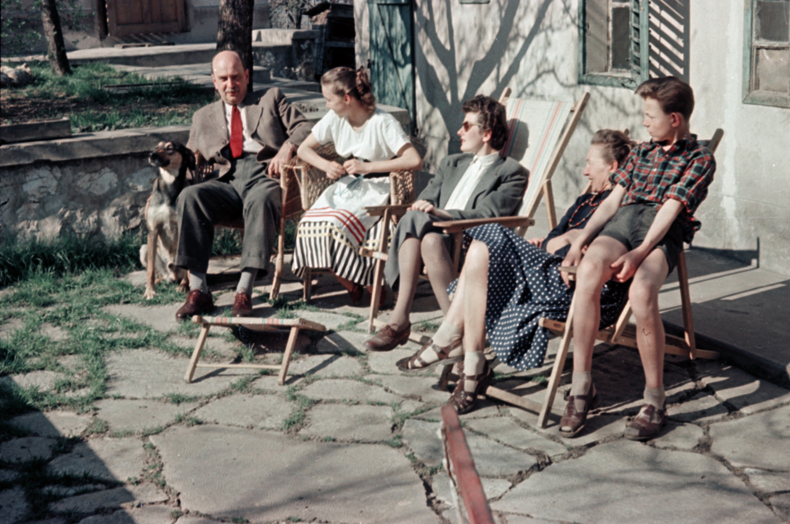 1957, Lőrincze Judit, terasz, színes, nyugágy, kutya, Fortepan #188704