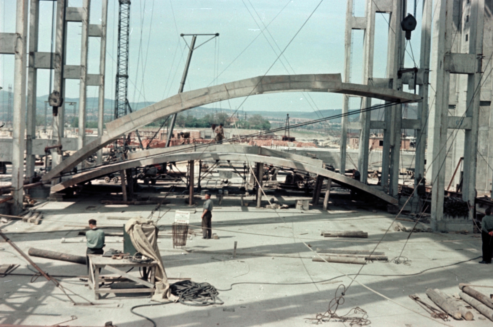 Hungary, Pécs, a Pécsi Hőerőmű építkezése., 1958, Lőrincze Judit, colorful, Fortepan #188711