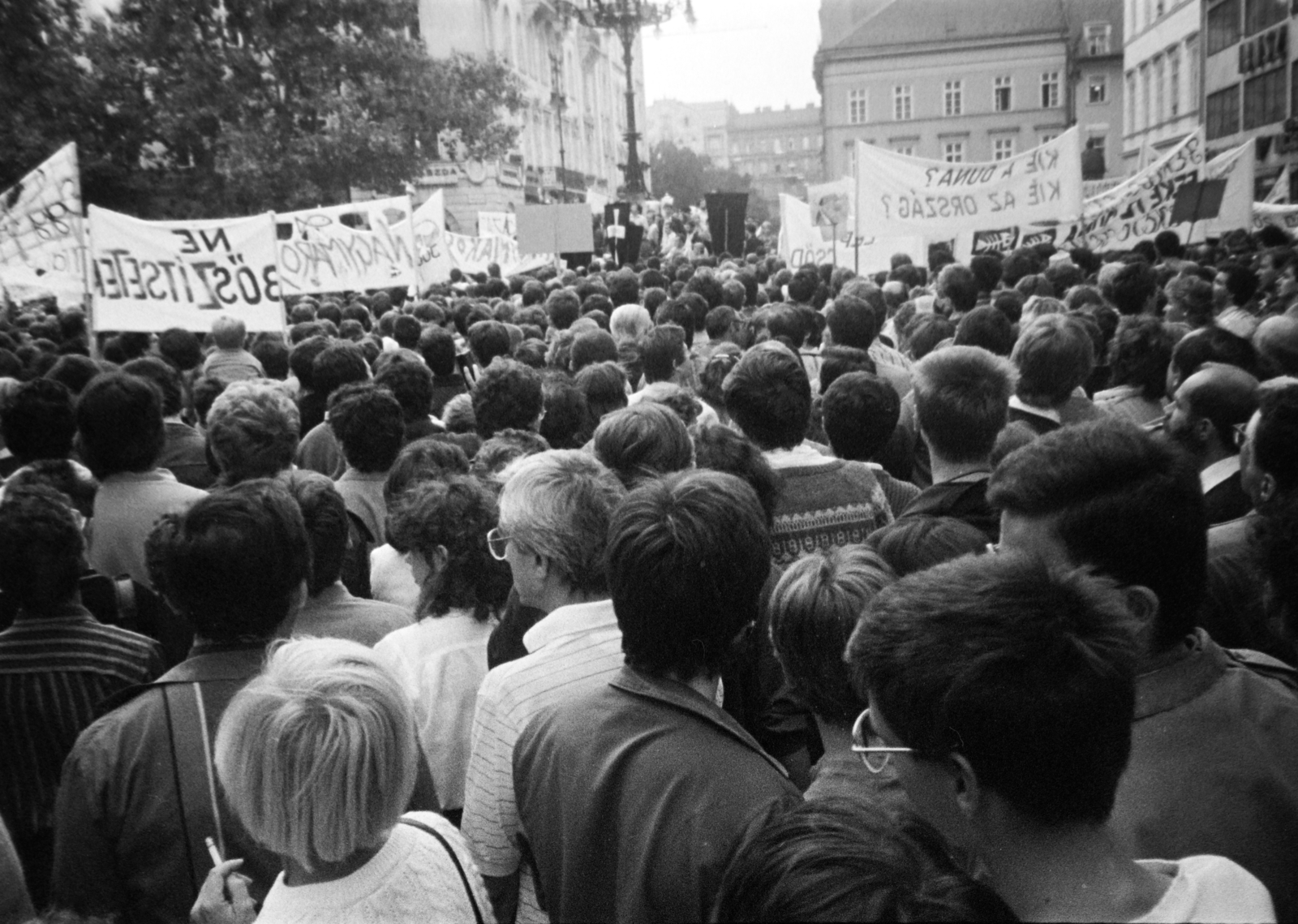 Hungary, Budapest V., Vörösmarty tér, tüntetés a bős-nagymarosi vízlépcsőrendszer felépítése ellen, 1988. szeptember 12-én., 1988, Orosz István, Budapest, regime change, Fortepan #189024