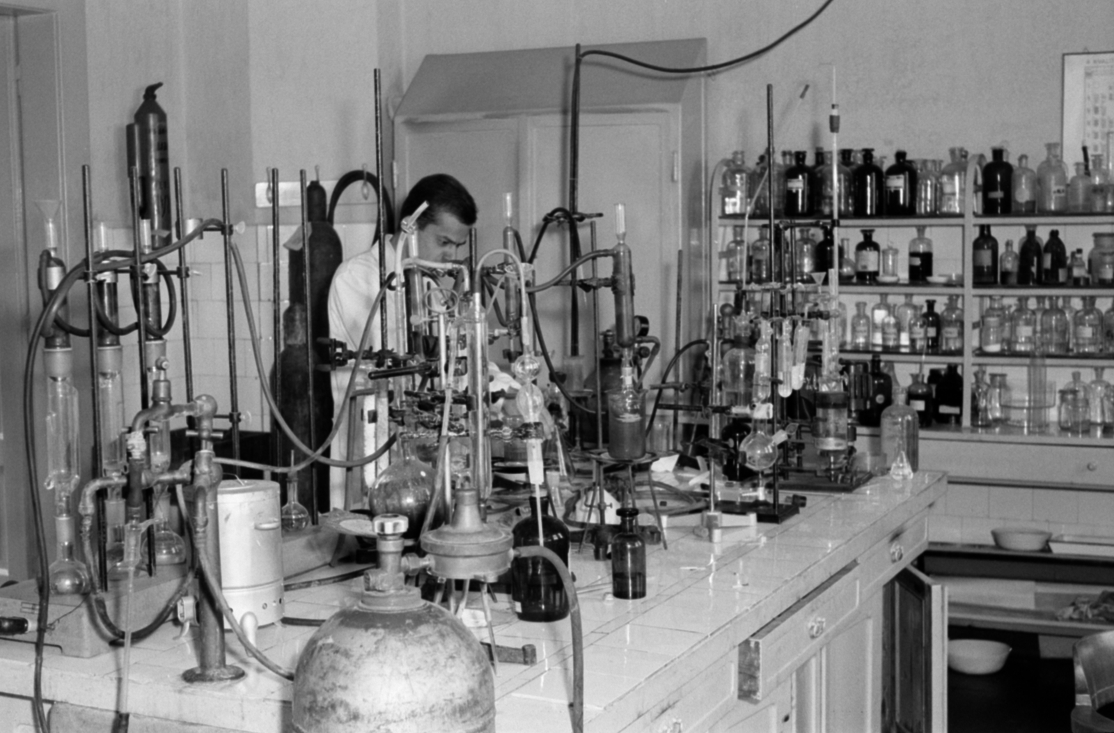 1958, Tölg Anna, laboratórium, Fortepan #189364