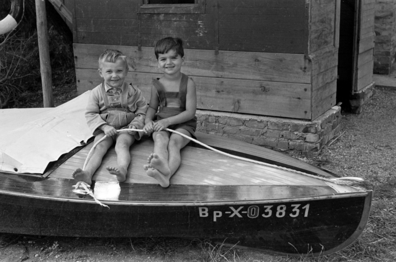 1959, Tölg Anna, sitting, boat, kid, Fortepan #189484