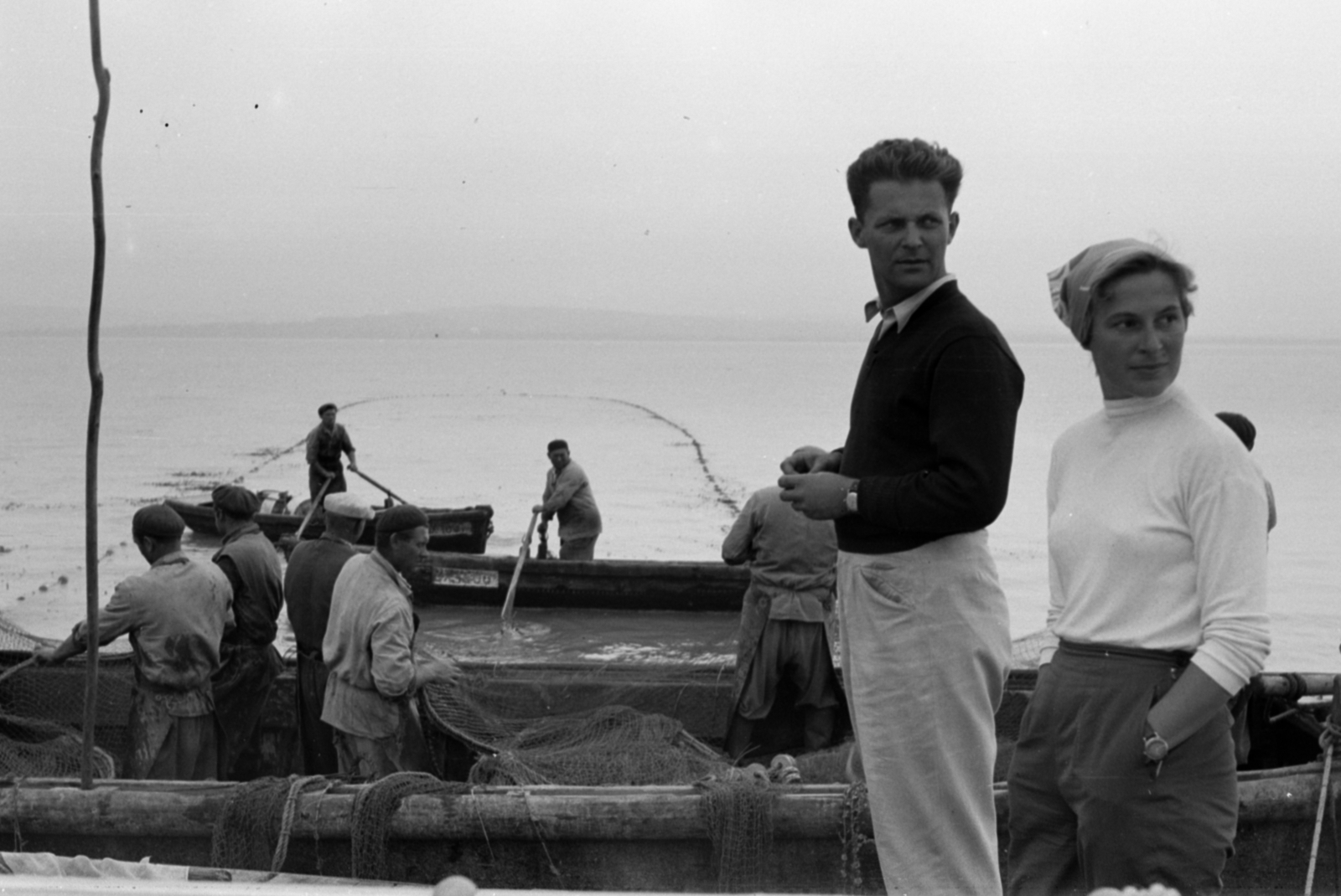 1959, Tölg Anna, fishing, man and woman, Fortepan #189489