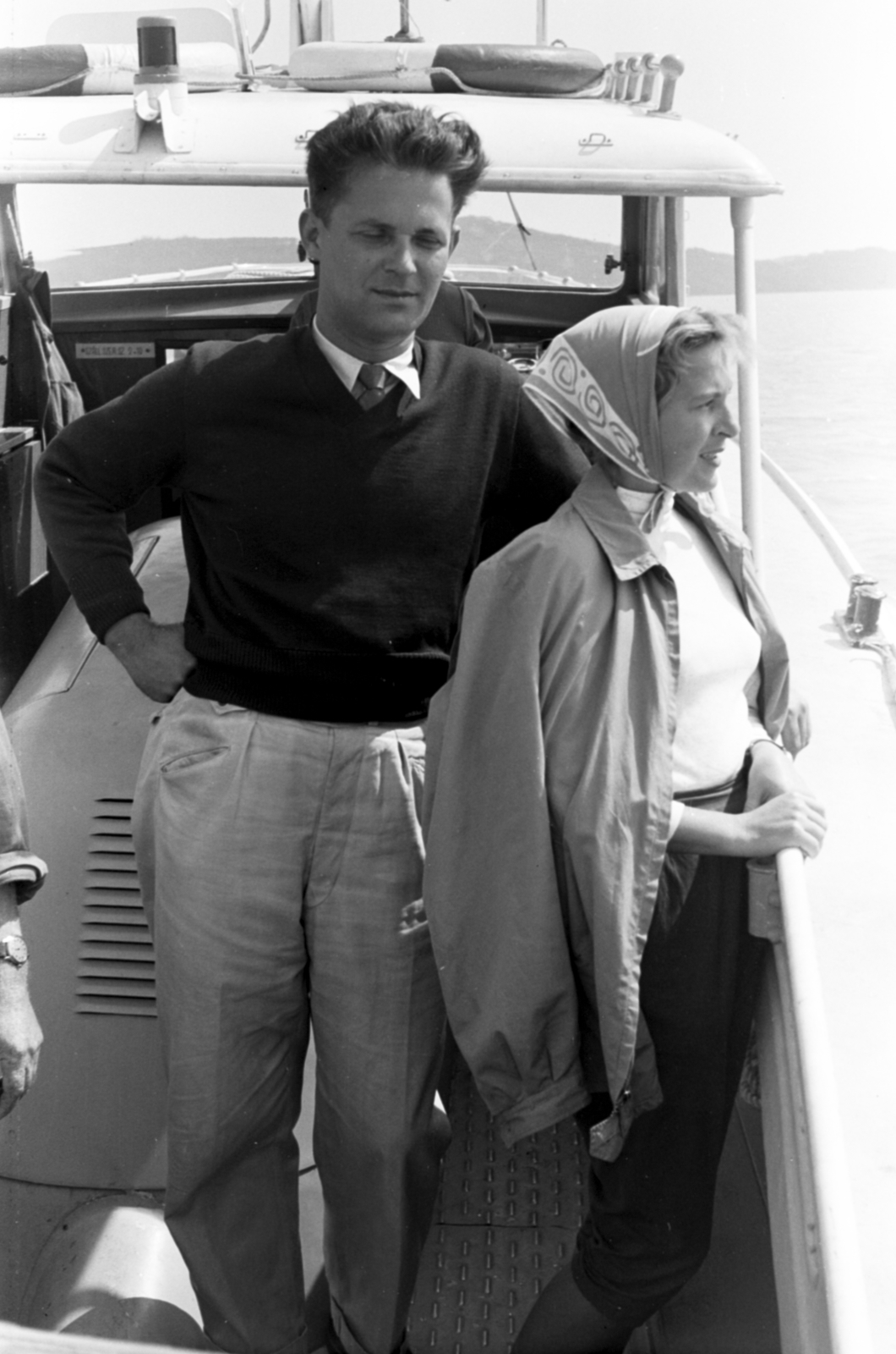 1959, Tölg Anna, lady, ship, gentleman, Fortepan #189492
