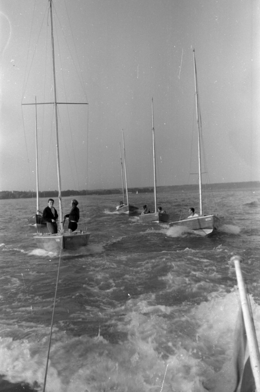 1960, Tölg Anna, sailboat, wave, Fortepan #189545
