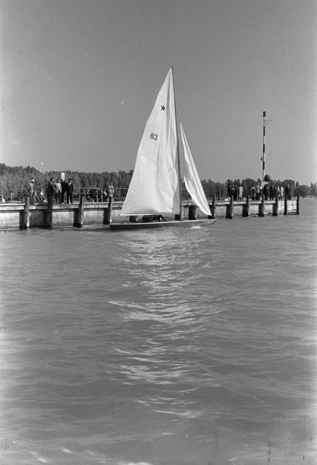 1960, Tölg Anna, pier, sailboat, Fortepan #189565
