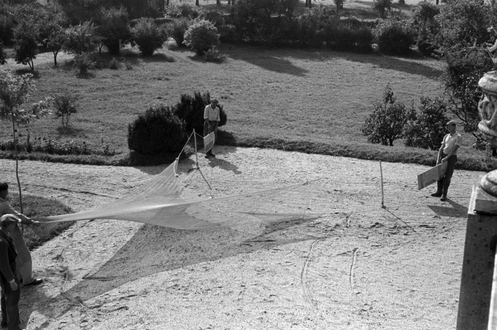 Hungary,Lake Balaton, Tihany, a Magyar Tudományos Akadémia Biológiai Kutatóintézete (később Ökológiai Kutatóközpont Balatoni Limnológiai Intézet)., 1960, Tölg Anna, fishing net, Fortepan #189583