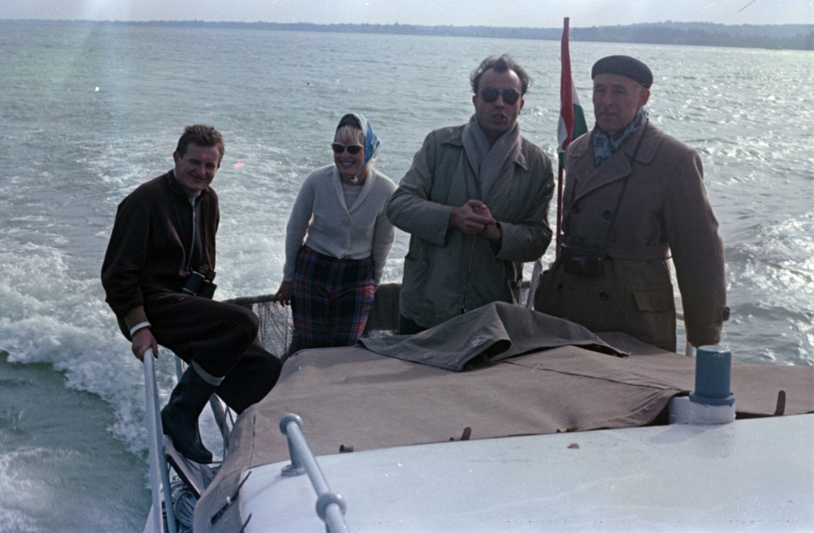 1960, Tölg Anna, colorful, sitting on a handrail, ship, Fortepan #189626