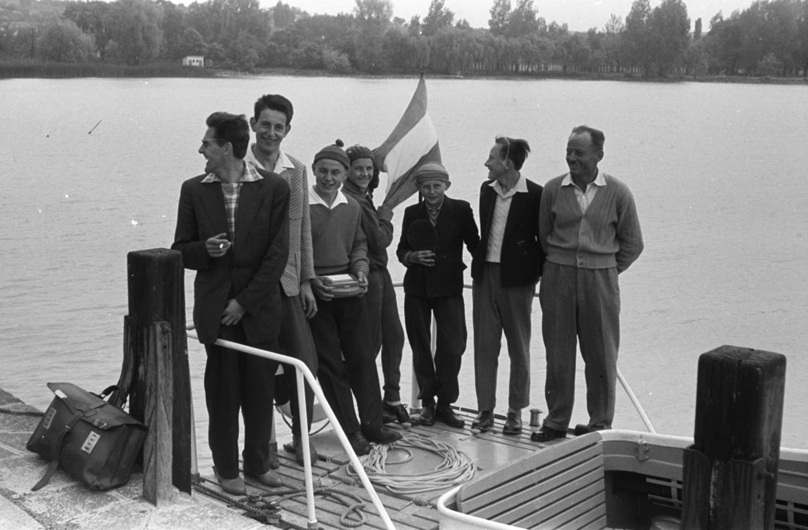 1963, Tölg Anna, fedélzet, férfiak, aktatáska, Fortepan #189916