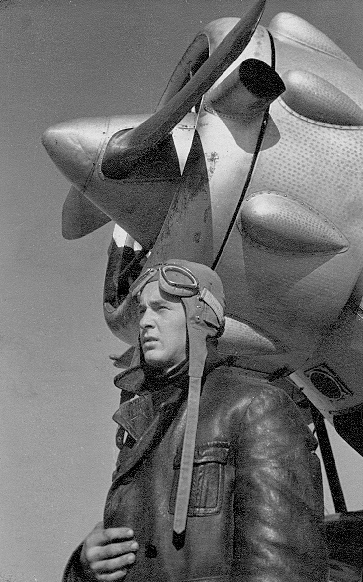 Francia gyártmányú Potez 25 repülőgép., 1939, Erky-Nagy Tibor, közlekedés, pilóta, repülőgép, francia gyártmány, portré, motoros szemüveg, légcsavar, csillagmotor, Fortepan #18997