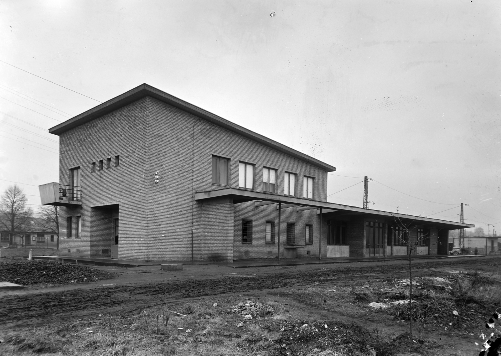 Hungary, Pécel, vasútállomás., 1955, UVATERV, modern architecture, flat roof, Fortepan #190030