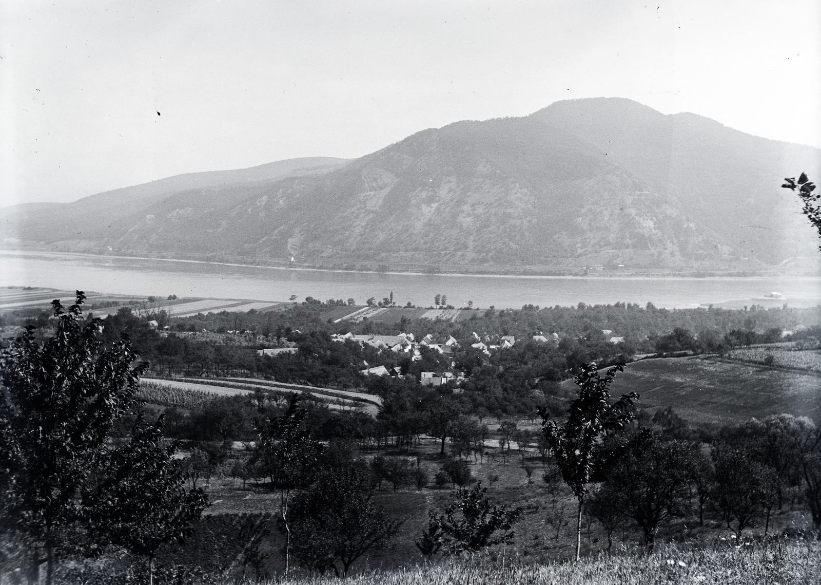 Hungary, Dömös, kilátás a Prépost-hegyről, a Duna túlpartján a Szent Mihály-hegy., 1922, Wittner Lucia, picture, hillside, Fortepan #190093