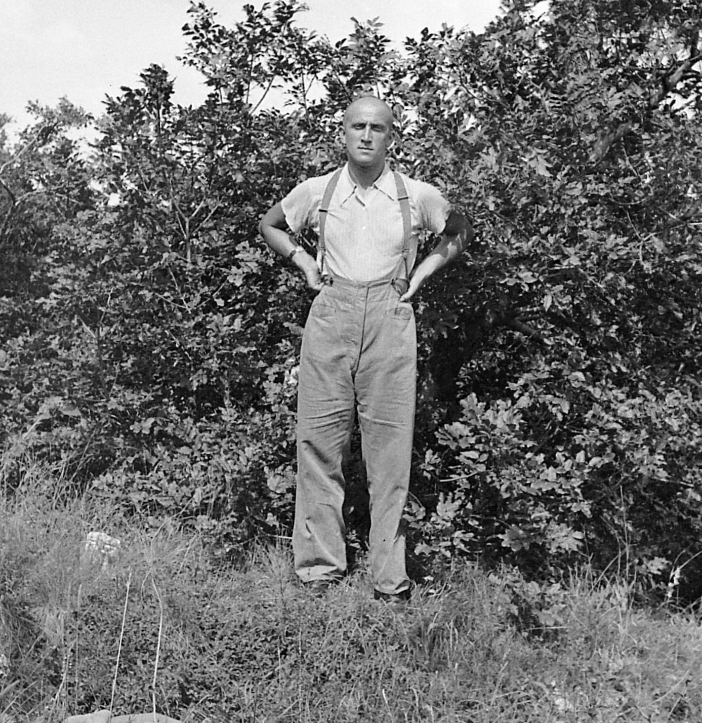 1935, Homoródy Károly, portrait, summer, man, akimbo, Fortepan #1906