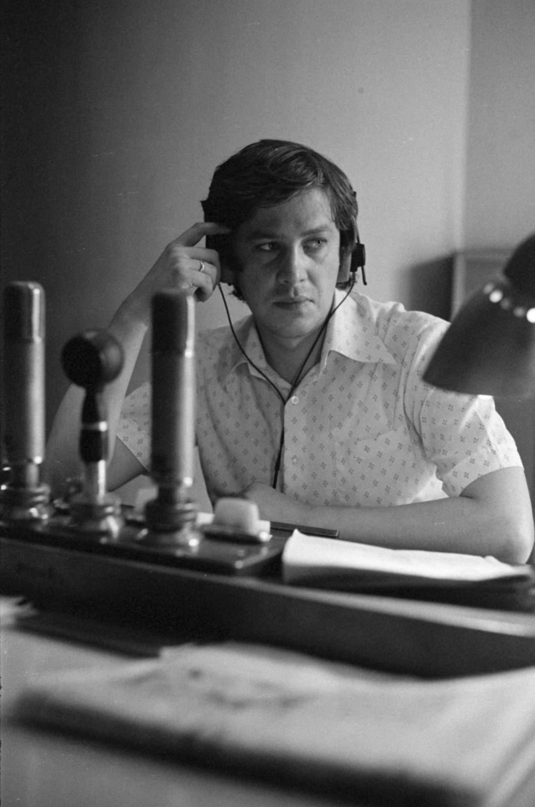 Hungary, Budapest VIII., a Magyar Rádió stúdiója, Hegedűs Péter riporter., 1979, Szalay Zoltán, Budapest, studio, reporter, Fortepan #190839