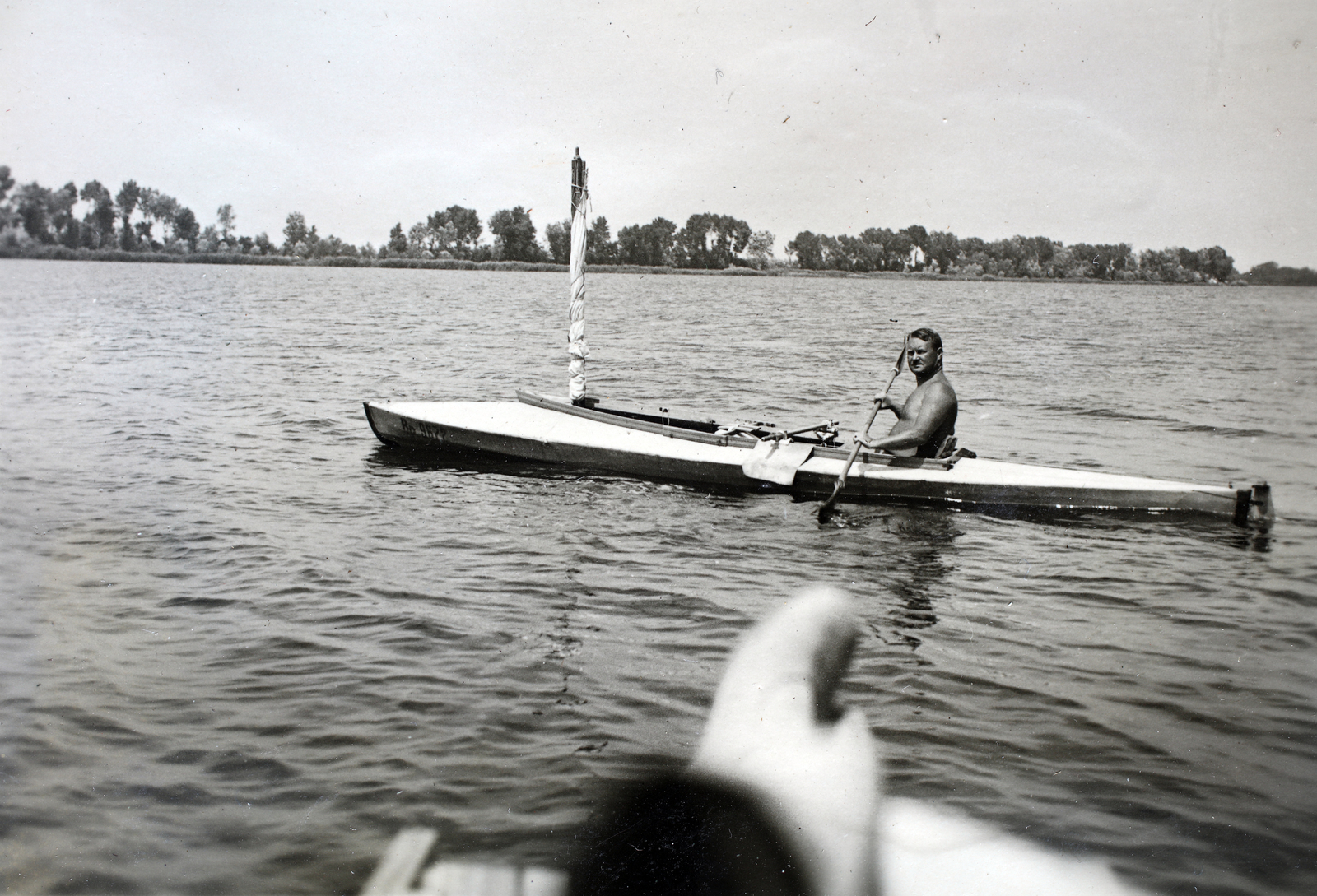 Hungary, Dömsöd, Dab (ekkor önálló, ma a község része), Ráckevei (Soroksári)-Duna., 1937, Kieselbach Gyula, kayak, paddling, Fortepan #191306