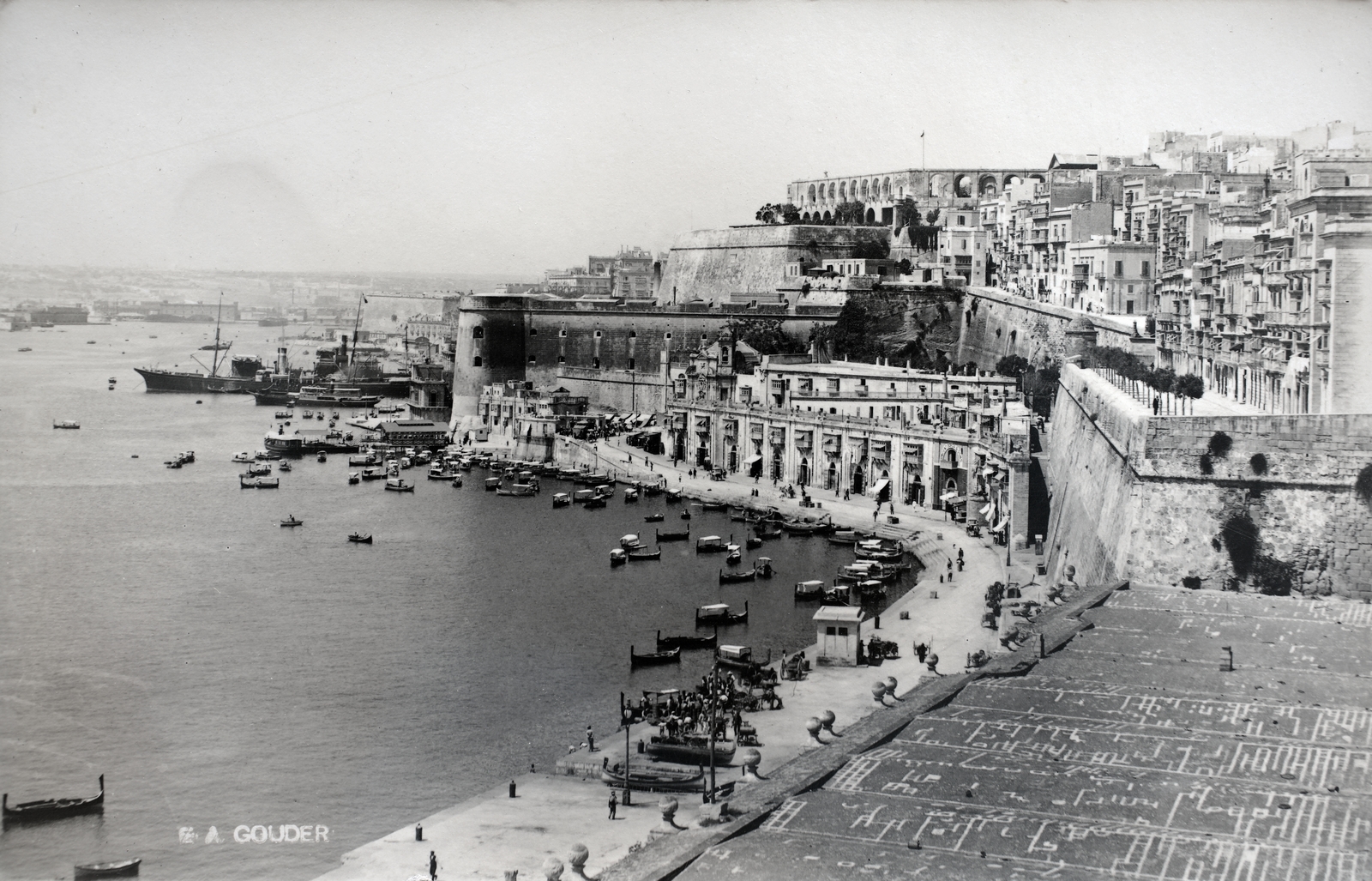Málta, Valletta, Nagy Kikötő., 1928, Kieselbach Gyula, csónak, Fortepan #191510