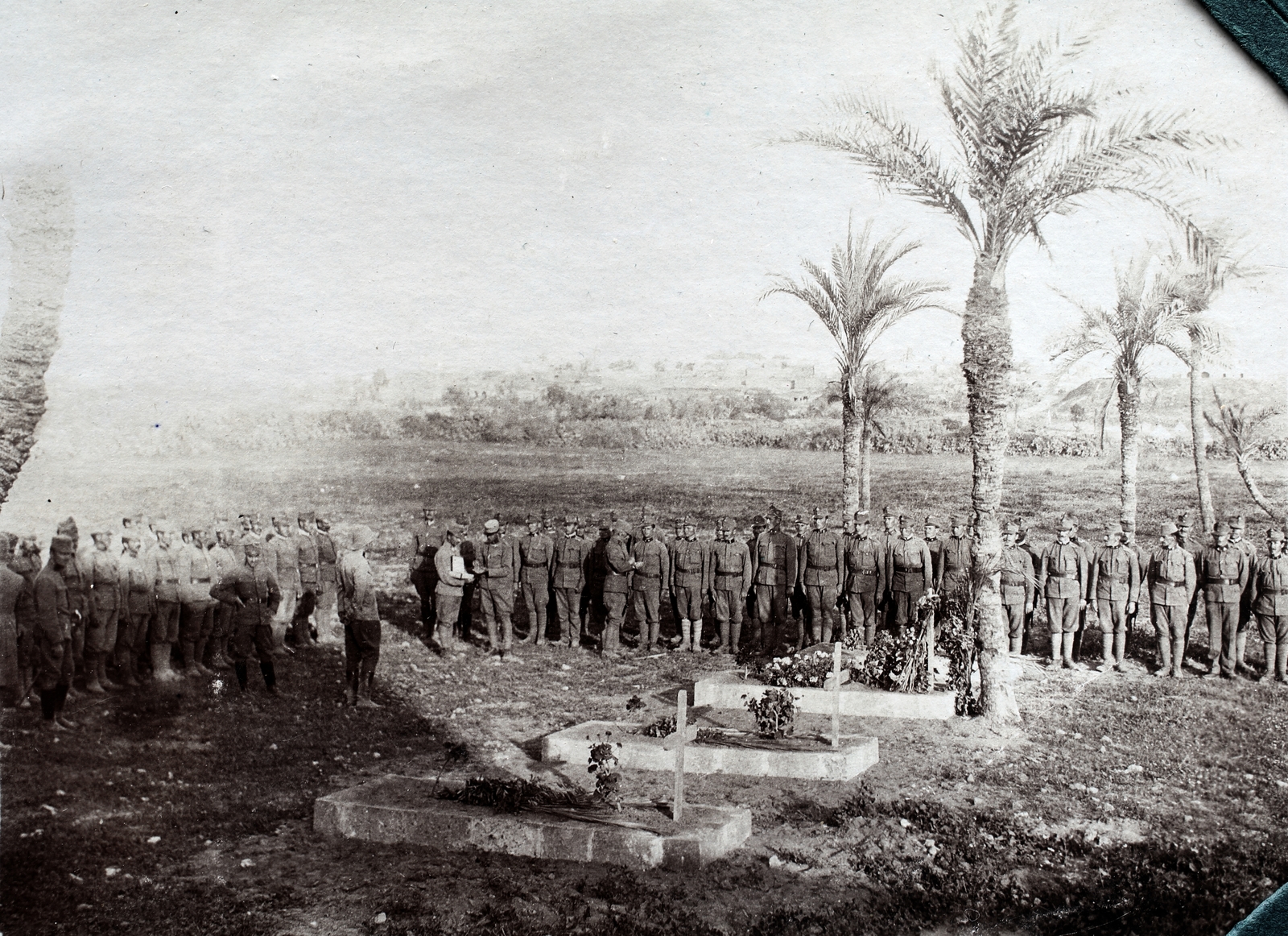 Palesztina, Gáza, az első gázai csatában elesett osztrák-magyar katonák temetése 1917. március végén., 1917, Kieselbach Gyula, pálmafa, fejfa, hadsereg, Best of, Fortepan #191536
