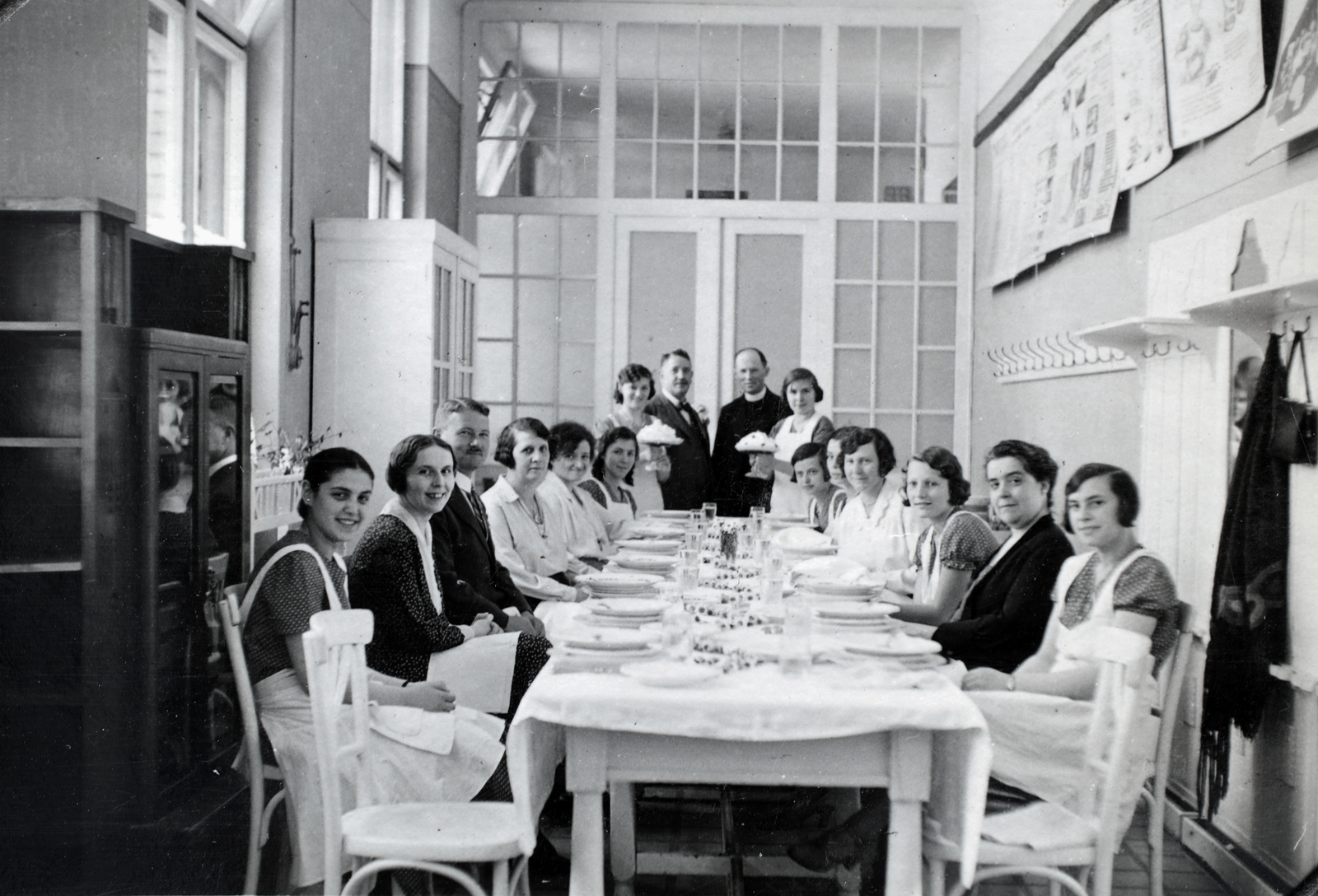 1931, Kieselbach Gyula, dining room, teacher, staff, Fortepan #191603