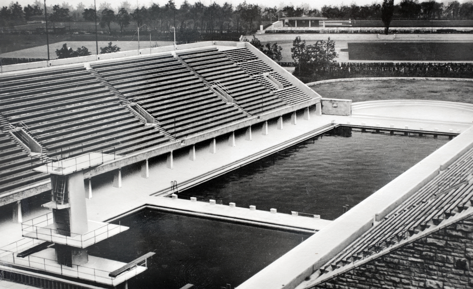 Germany, Berlin, Olimpiai Úszóstadion, a műugrótoronnyal., 1936, Kieselbach Gyula, Fortepan #191611