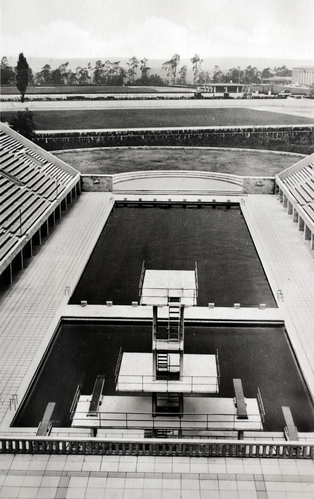Germany, Berlin, Olimpiai Úszóstadion, a műugrótoronnyal., 1936, Kieselbach Gyula, Fortepan #191612