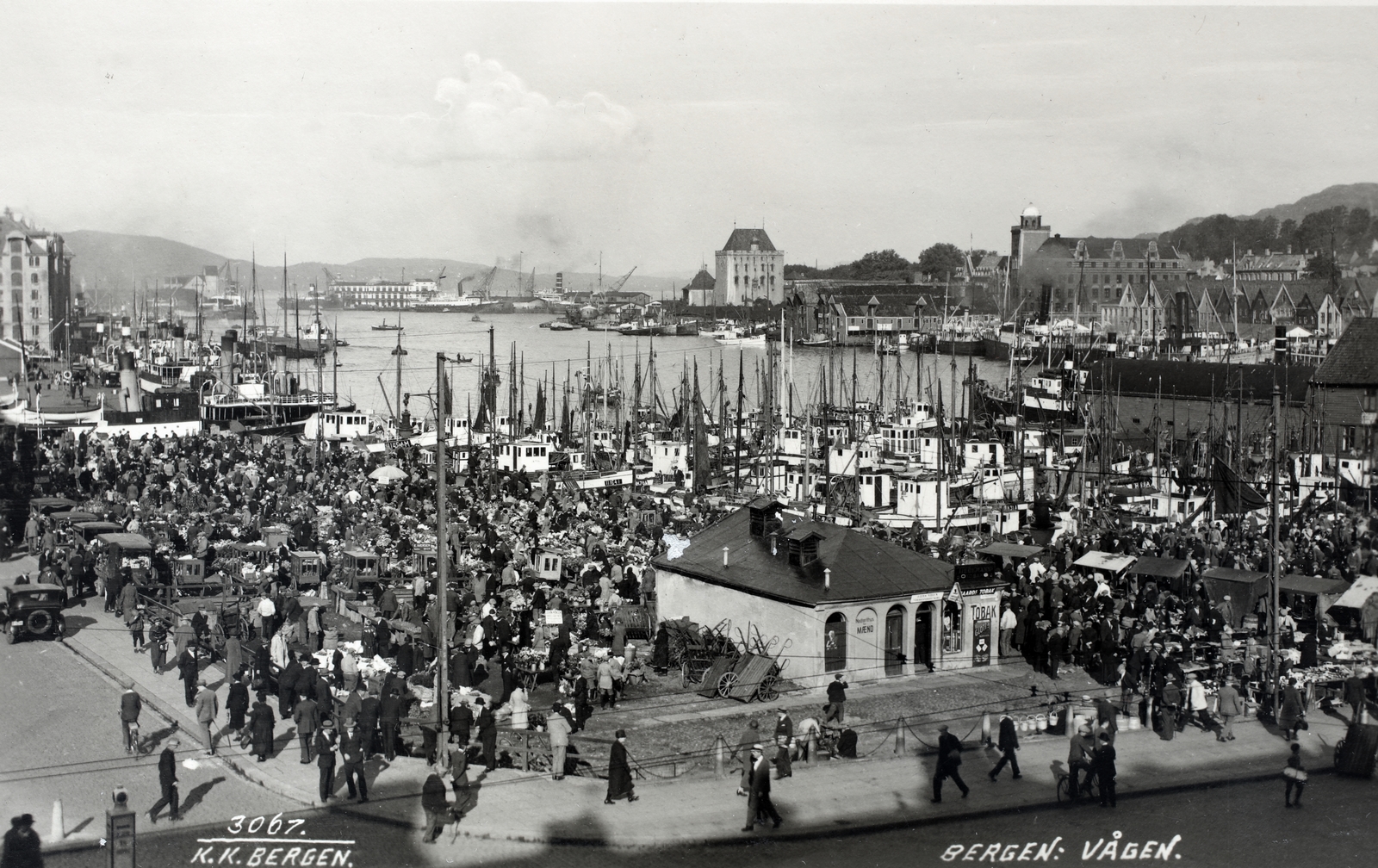 Norway, Bergen, az öböl (Vågen)., 1930, Kieselbach Gyula, market, Fortepan #191707