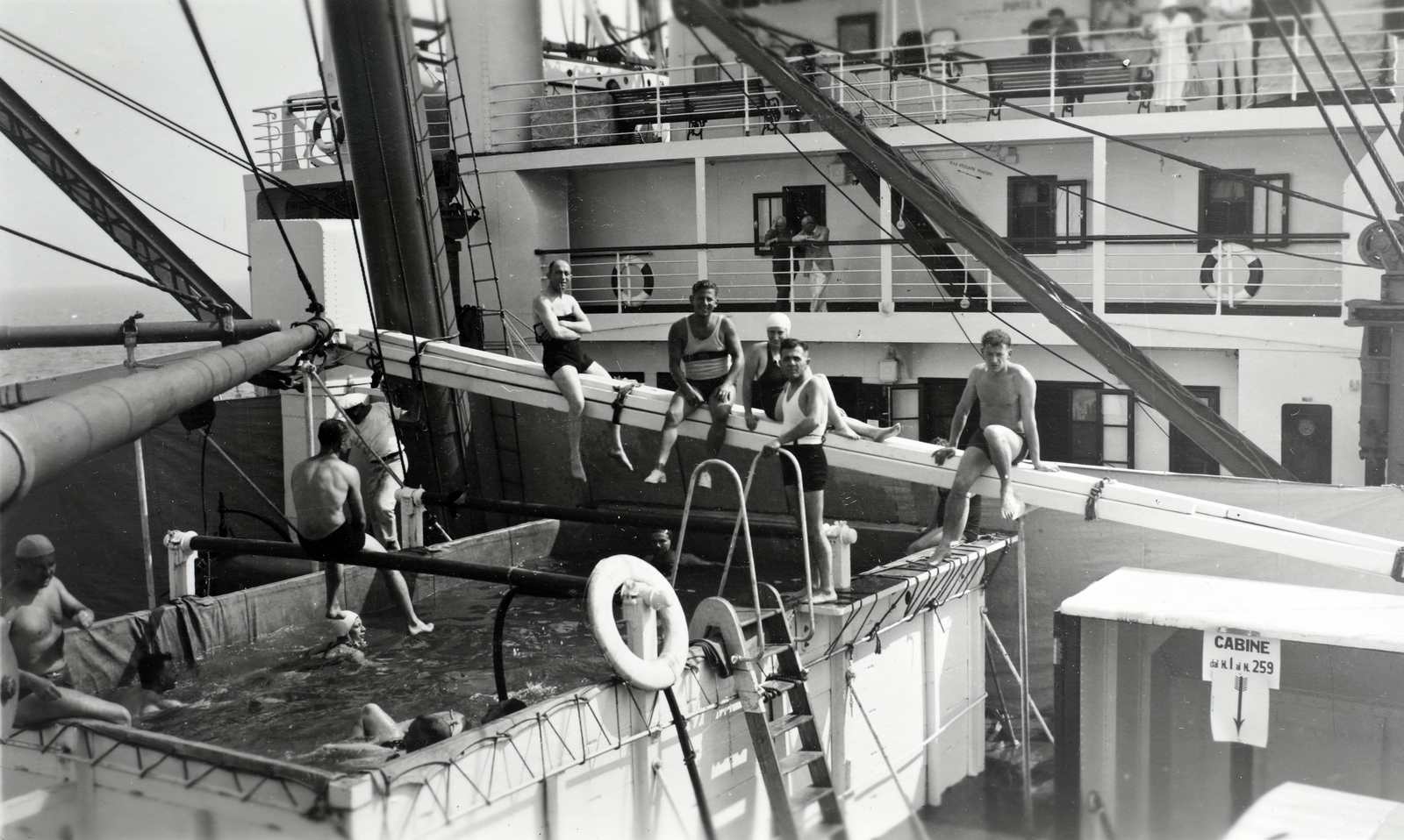 Morocco, Tanger, 1933, Kieselbach Gyula, pool, ship, Best of, Fortepan #191716