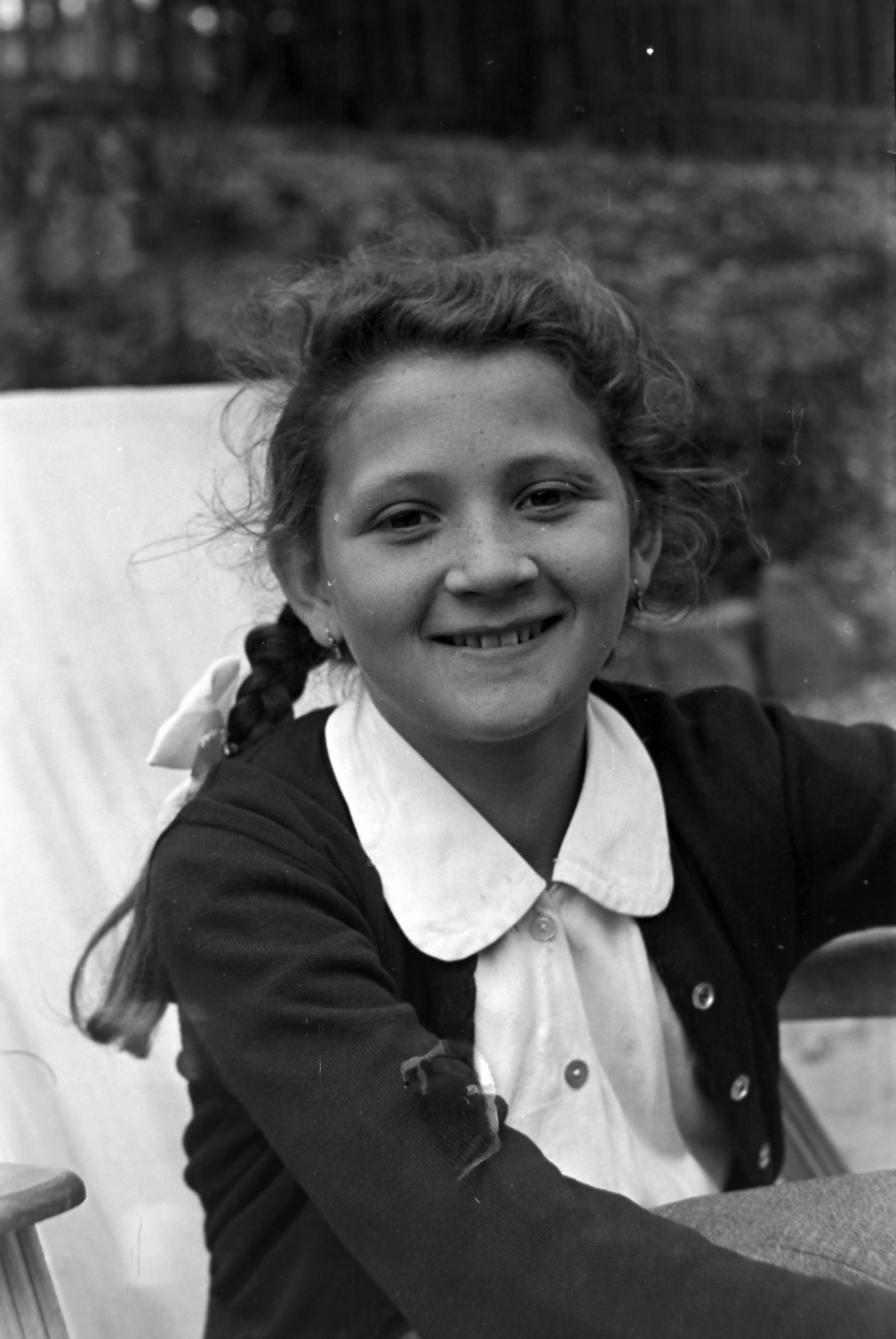 1956, Kriss Géza, smile, girl, tress, Fortepan #191908