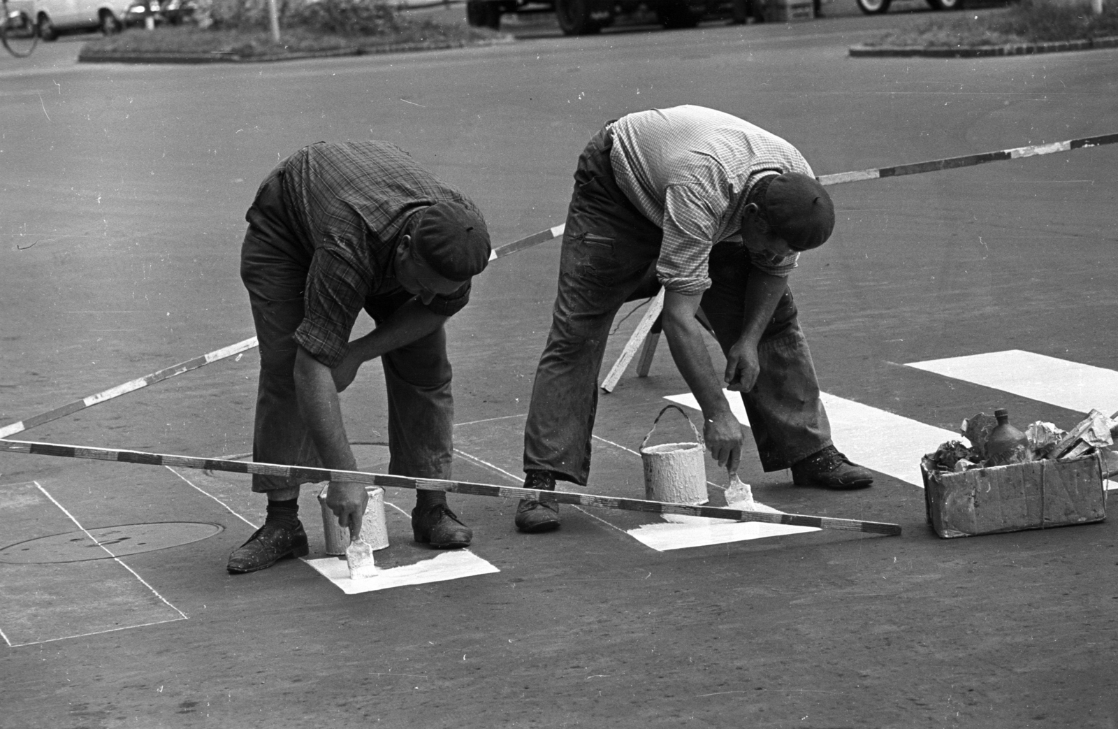 1978, Kriss Géza, gyalogátkelő, útjavítás, festés, Fortepan #192191